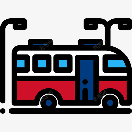 巴士城市元素7线条颜色图标svg_新图网 https://ixintu.com 城市元素7 巴士 线条颜色