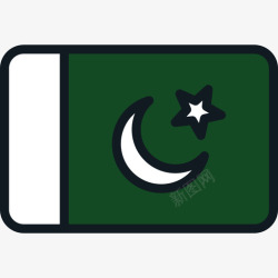 巴基斯坦巴基斯坦国旗收藏4圆形矩形图标高清图片