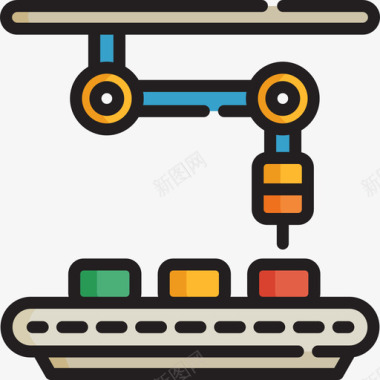 工业机器人工业过程2线性颜色图标图标
