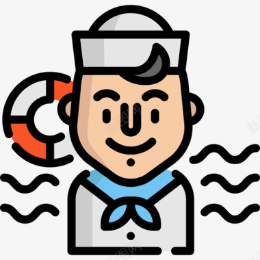 水手职业和工作3线性颜色图标图标