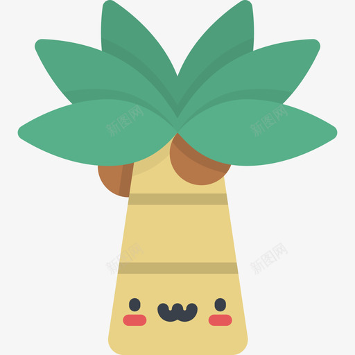 棕榈树kawaii夏季人物平坦图标svg_新图网 https://ixintu.com kawaii夏季人物 平坦 棕榈树