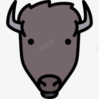野牛动物25线性颜色图标图标