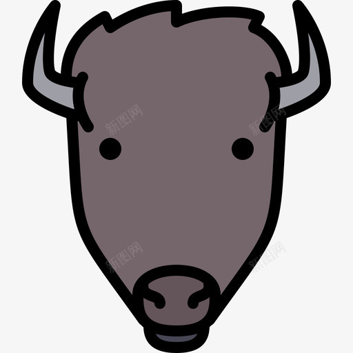 野牛动物25线性颜色图标svg_新图网 https://ixintu.com 动物25 线性颜色 野牛