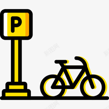 自行车城市景观4黄色图标图标