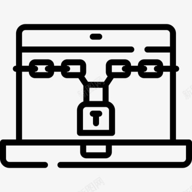 笔记本电脑网络安全线性图标图标
