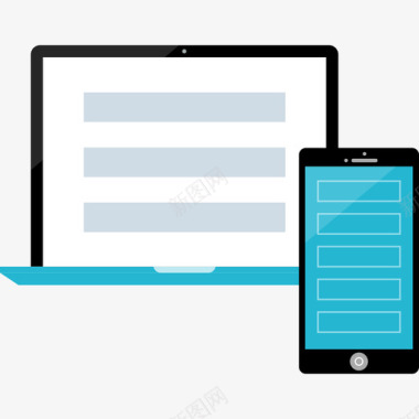 笔记本电脑搜索引擎优化和营销6扁平图标图标