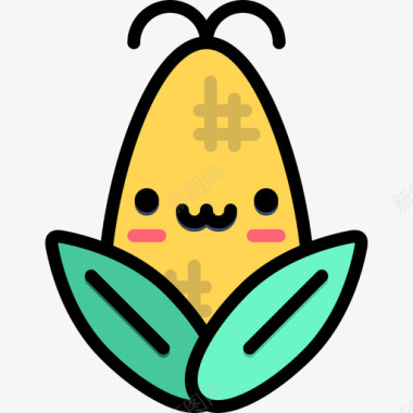 玉米可爱的食物3线性颜色图标图标