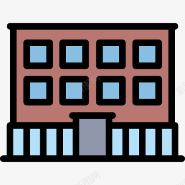 建筑4号楼线性颜色图标图标