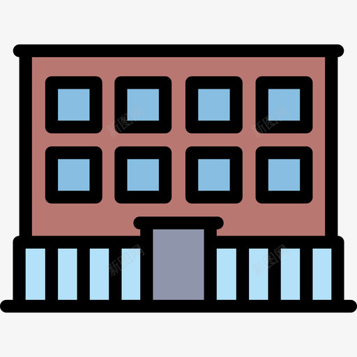 建筑4号楼线性颜色图标svg_新图网 https://ixintu.com 4号楼 建筑 线性颜色