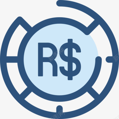 巴西雷亚尔货币要素2蓝色图标图标