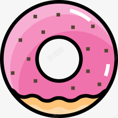 甜甜圈面包店6线性颜色图标图标