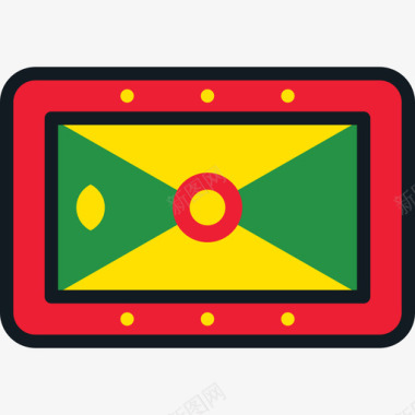 格林纳达旗帜集合4圆角矩形图标图标