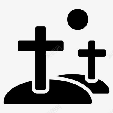 坟墓墓地十字架图标图标