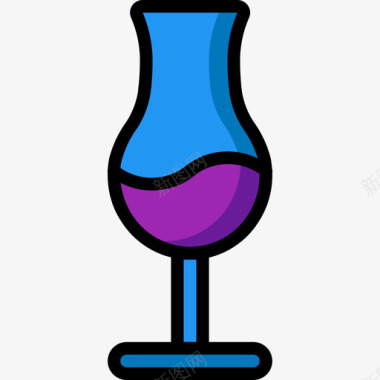 酒杯厨房用品线性颜色图标图标
