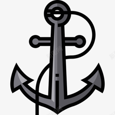 锚航海水手3线型颜色图标图标