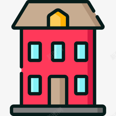 住宅36号建筑线性颜色图标图标