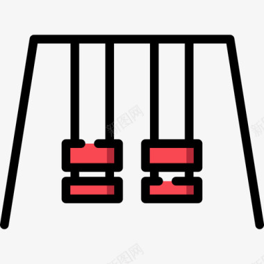 秋千动物园里直线色图标图标