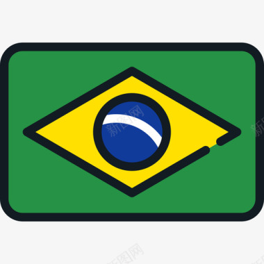 巴西旗帜系列4圆形矩形图标图标