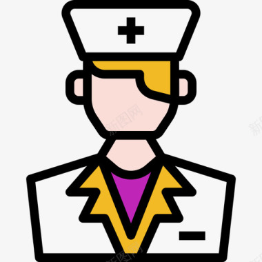 护士医院保健线性颜色图标图标