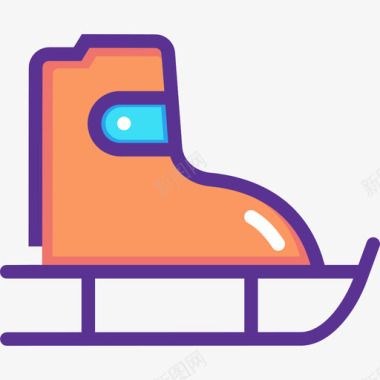 溜冰鞋运动33线性颜色图标图标