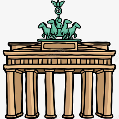 勃兰登堡门世界纪念碑色彩图标图标