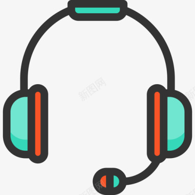 耳机客户服务6线性颜色图标图标