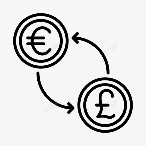 兑换货币银行欧元图标svg_新图网 https://ixintu.com 兑换货币 商业图标 欧元 英镑 银行