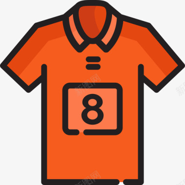 足球运动衫2号比赛线性颜色图标图标