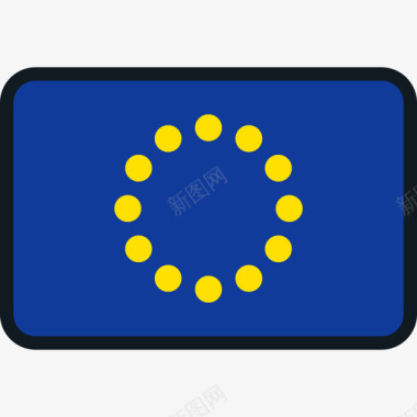 欧盟旗帜系列4圆角矩形图标图标