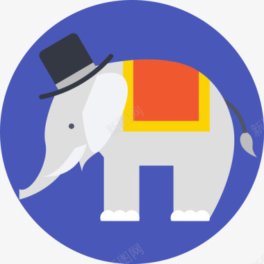 大象马戏团21号扁平图标图标