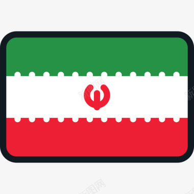 伊朗国旗收藏4圆角矩形图标图标