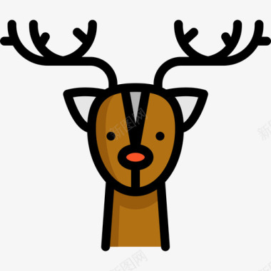 鹿圣诞35线性颜色图标图标