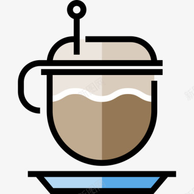 拿铁咖啡店元素2线性颜色图标图标