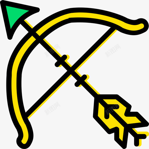 弓箭中世纪4黄色图标svg_新图网 https://ixintu.com 中世纪4 弓箭 黄色