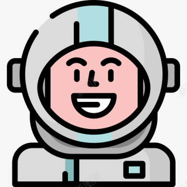 宇航员阿凡达13线性颜色图标图标