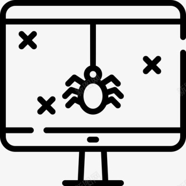 病毒网络安全线性图标图标