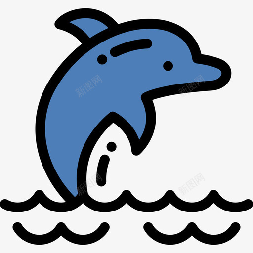 海豚水手线颜色图标svg_新图网 https://ixintu.com 水手 海豚 线颜色