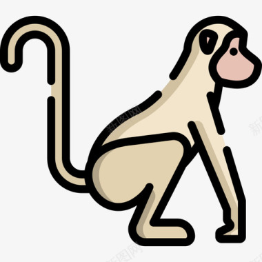猴子动物29线性颜色图标图标