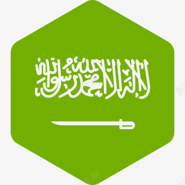 沙特阿拉伯国际国旗2六边形图标图标