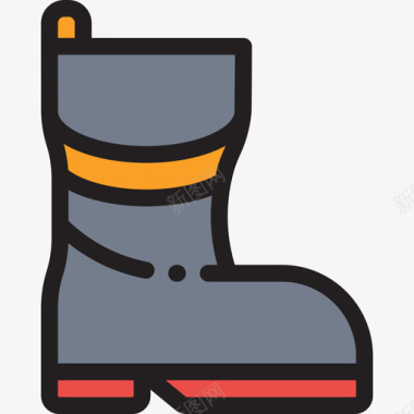 靴子消防队线性颜色图标图标