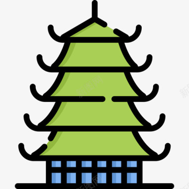 宝塔日本14线状颜色图标图标