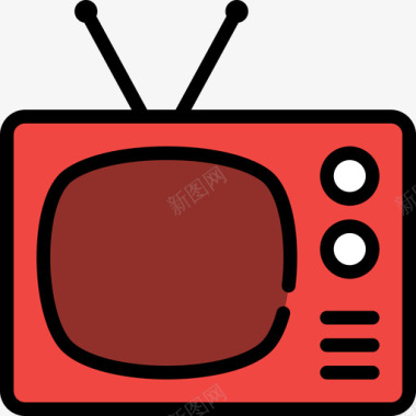 电视通信和媒体3线性颜色图标图标