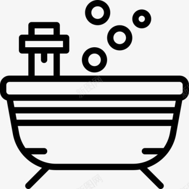 浴缸水疗瑜伽4线性图标图标