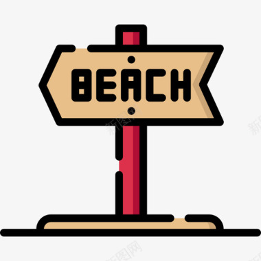 海滩海滩2线性颜色图标图标