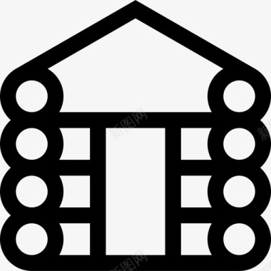 原木房屋类型6线性图标图标