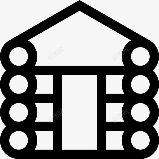 原木房屋类型6线性图标svg_新图网 https://ixintu.com 原木 房屋类型6 线性