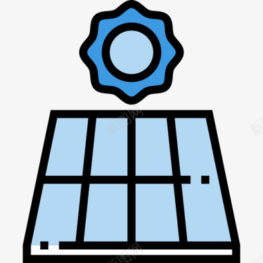 太阳能电池板家庭4线性颜色图标图标