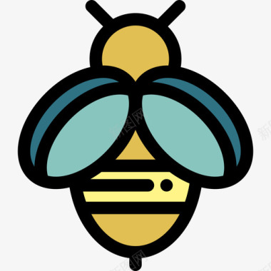 蜜蜂乡村2线性颜色图标图标