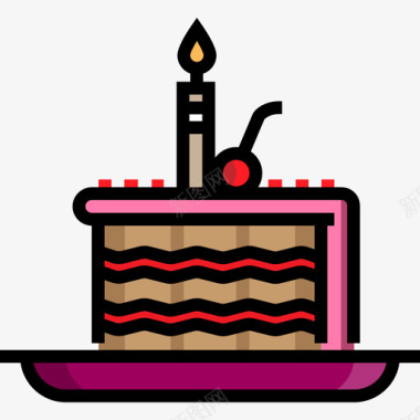 生日蛋糕食物和餐厅3线性颜色图标图标