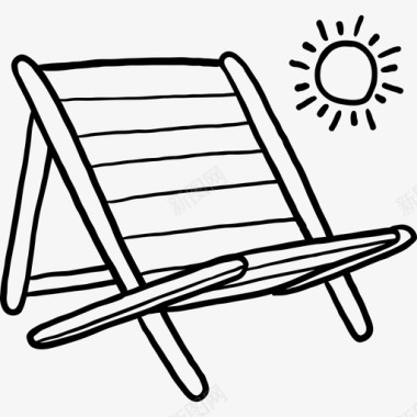日光浴床夏季2黑色图标图标